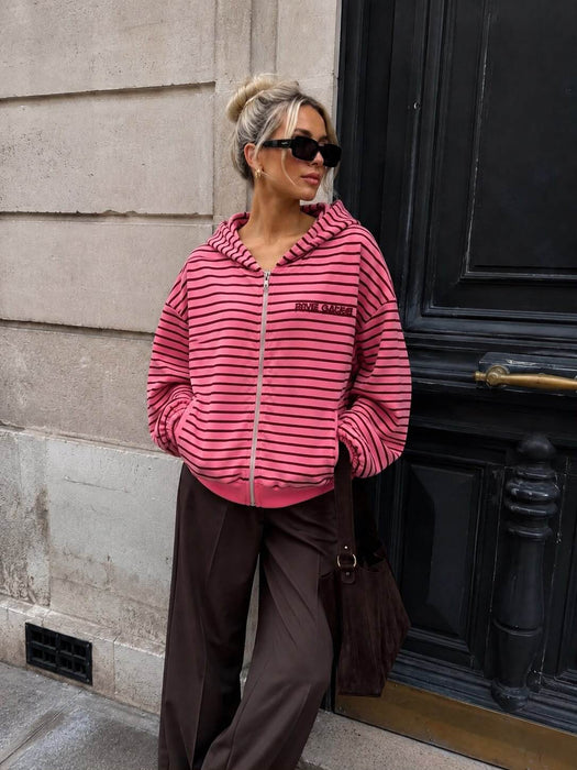 Hoodie mit Reißverschluss mit Rückenprint Rosa