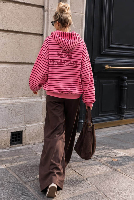 Hoodie mit Reißverschluss mit Rückenprint Rosa