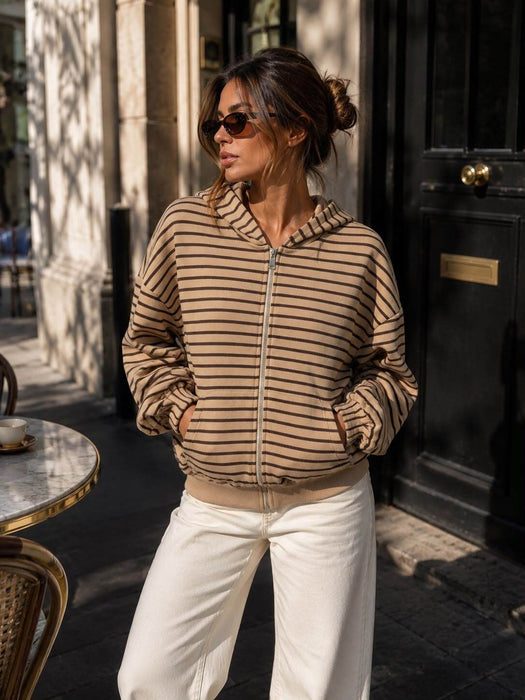 Hoodie mit Reißverschluss Taupe