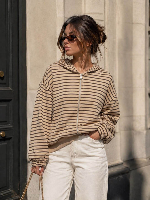 Hoodie mit Reißverschluss Taupe
