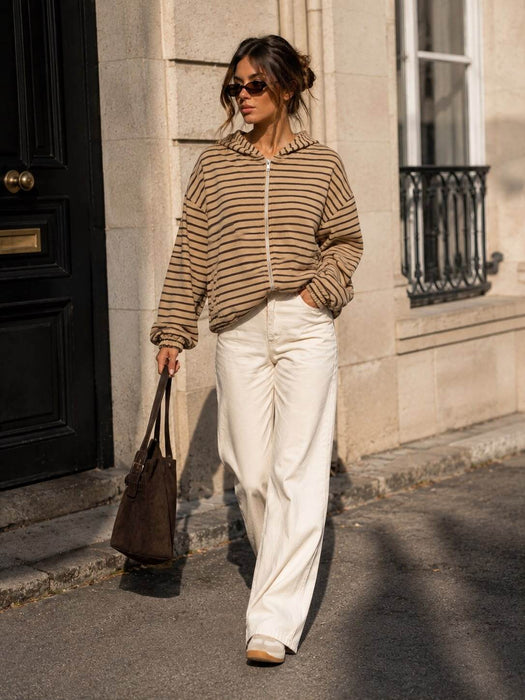 Hoodie mit Reißverschluss Taupe